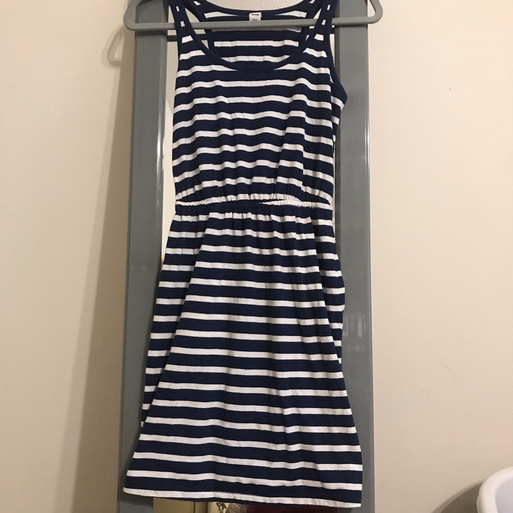 navy blue striped sun dress
